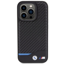 BMW odinis anglies pluošto dėklas, skirtas „iPhone 15 Pro“ – juodas