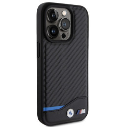BMW odinis anglies pluošto dėklas, skirtas „iPhone 15 Pro“ – juodas