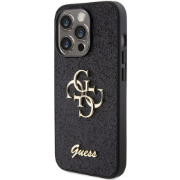 iPhone 15 Pro dėklas Guess Glitter Script Big 4G - juodas