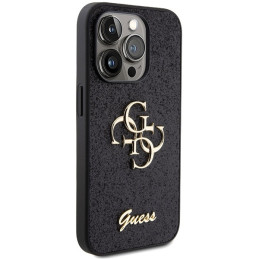 iPhone 15 Pro dėklas Guess Glitter Script Big 4G - juodas