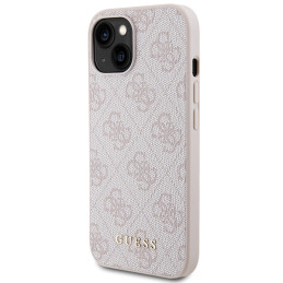 „Guess 4G Metal“ auksinis iPhone 15 dėklas – rožinis