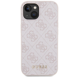 „Guess 4G Metal“ auksinis iPhone 15 dėklas – rožinis