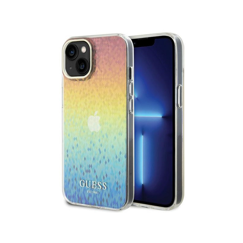 „Guess IML Faceted Mirror Disco Iridescent“ dėklas, skirtas iPhone 15 – įvairiaspalvis
