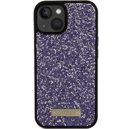 „Guess“ metalinis „Rhinestone“ logotipo dėklas iPhone 15 telefonui – rožinis