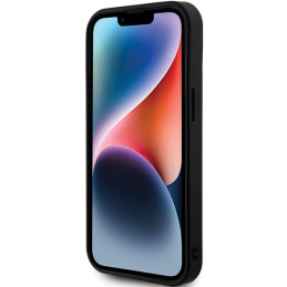 „Guess“ metalinis „Rhinestone“ logotipo dėklas iPhone 15 telefonui – rožinis