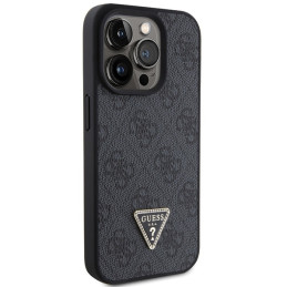 „Guess“ odinis 4G deimantinis trikampio formos dėklas, skirtas „iPhone 15 Pro Max“ – juodas