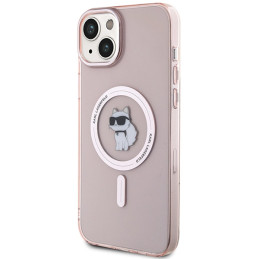 Karl Lagerfeld IML Choupette MagSafe iPhone 15 Plus dėklas – rožinis