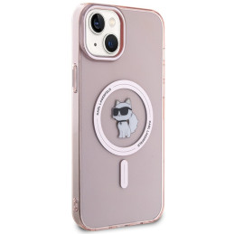 Karl Lagerfeld IML Choupette MagSafe iPhone 15 Plus dėklas – rožinis