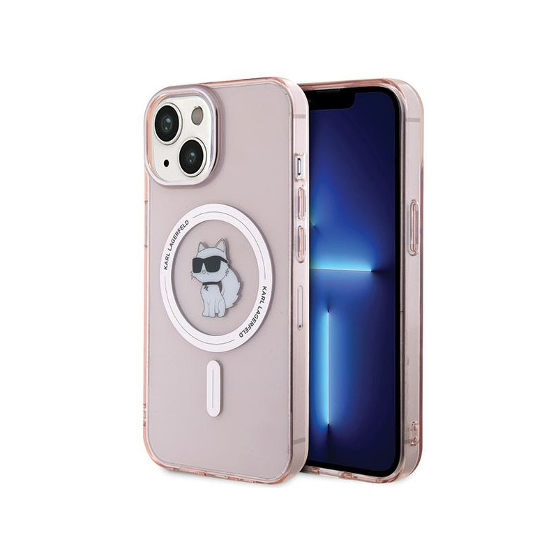 Karl Lagerfeld IML Choupette MagSafe iPhone 15 dėklas – rožinis