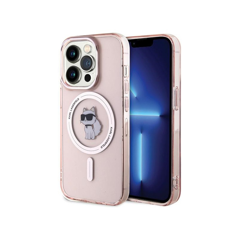 Karl Lagerfeld IML Choupette MagSafe iPhone 15 Pro Max dėklas – rožinis