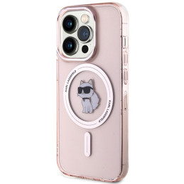Karl Lagerfeld IML Choupette MagSafe iPhone 15 Pro Max dėklas – rožinis