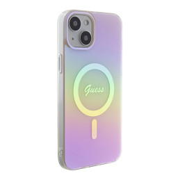 „Guess IML Iridescent MagSafe“ dėklas, skirtas „iPhone 15 Plus“ – rožinis