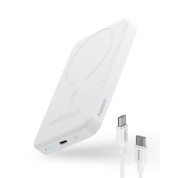 „Baseus Mini Power Bank“ 5000mAh 20W + USB-C laidas (20V/ 3A) – baltas
