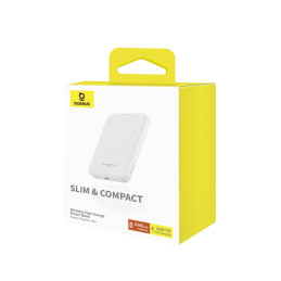 „Baseus Mini Power Bank“ 5000mAh 20W + USB-C laidas (20V/ 3A) – baltas