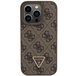 „Guess“ odinis 4G trikampio formos „Strass“ dėklas, skirtas „iPhone 15 Pro“ – rudas