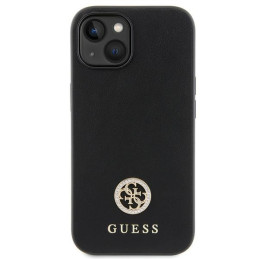 „Guess“ metalinis „Strass Logo iPhone 15 Plus“ dėklas – juodas