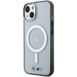 BMW sidabrinis žiedas „MagSafe iPhone 15“ dėklas – skaidrus