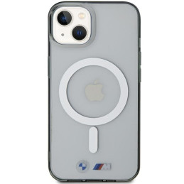 BMW sidabrinis žiedas „MagSafe iPhone 15“ dėklas – skaidrus