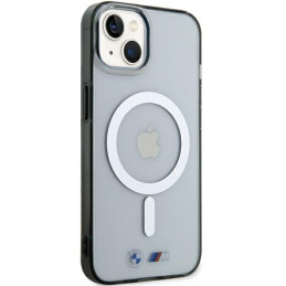 BMW sidabrinis žiedas „MagSafe iPhone 15“ dėklas – skaidrus