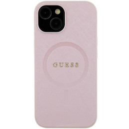 „Guess Saffiano MagSafe“ dėklas, skirtas „iPhone 15 Plus“ – rožinis