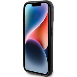 Karl Lagerfeld iPhone 15 Pro dėklas su Rhinestone logotipu ir metaline plokšte – juodas