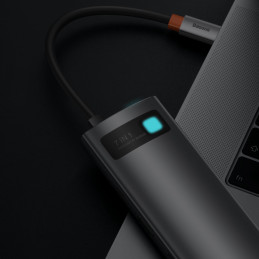 ŠAKOTĖLIS 7in1 Baseus Metal Gleam Series USB-C į USB-C PD / 3x USB-A / HDMI / SD TF - pilkas