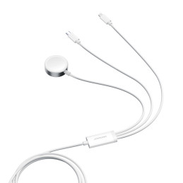 „Joyroom S-IW008“ 3 viename magnetinis įkrovimo laidas USB-A - „Lightning“/ USB-C, 1,2 m, baltas