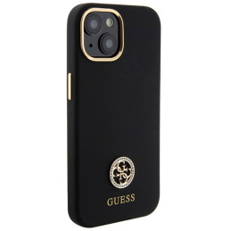 „Guess“ silikoninis „Logo Strass 4G“ dėklas, skirtas „iPhone 15“ – juodas