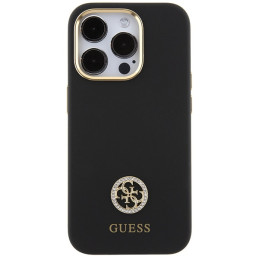 „Guess“ silikoninis „Logo Strass 4G“ dėklas, skirtas „iPhone 15 Pro Max“ – juodas