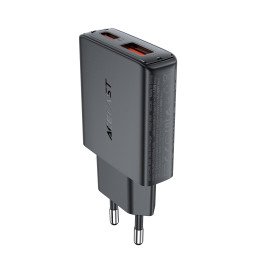 „Acefast A69 PD“ 30 W GaN USB-A USB-C itin plonas sieninis įkroviklis – juodas