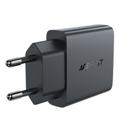 „Acefast A69 PD“ 30 W GaN USB-A USB-C itin plonas sieninis įkroviklis – juodas