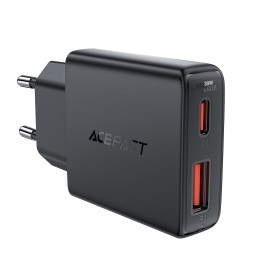 „Acefast A69 PD“ 30 W GaN USB-A USB-C itin plonas sieninis įkroviklis – juodas