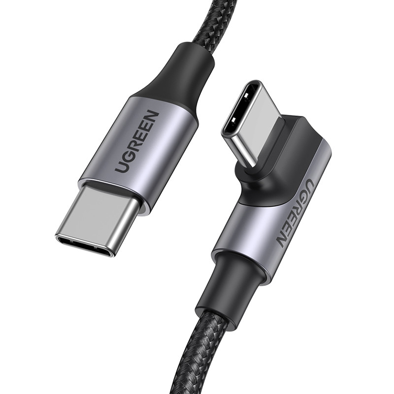 Ugreen US334 70645 USB-C (kampinis) / USB-C (tiesus) 100W PD kabelis 2m - juodas