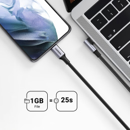 Ugreen US334 70645 USB-C (kampinis) / USB-C (tiesus) 100W PD kabelis 2m - juodas