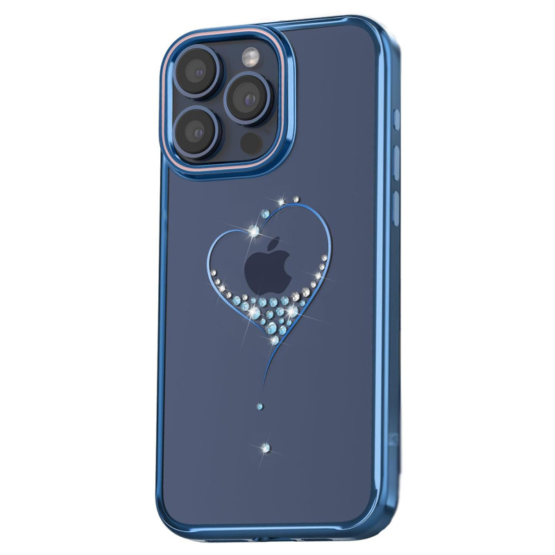 „Kingxbar Wish“ serijos silikoninis dėklas su „Swarovski“ kristalais, skirtas „iPhone 15“ – mėlynas