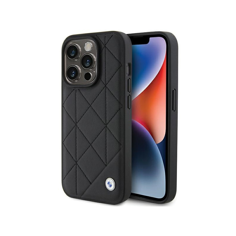 BMW odinis dygsniuotas iPhone 15 Pro Max dėklas – juodas