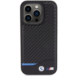 BMW odinis anglies pluošto „MagSafe iPhone 15 Pro“ dėklas – juodas