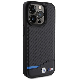 BMW odinis anglies pluošto „MagSafe iPhone 15 Pro“ dėklas – juodas