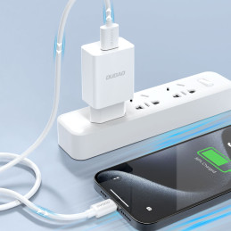 „Dudao A4EU USB-A 2.1A“ sieninis įkroviklis – baltas