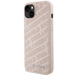 Karl Lagerfeld dygsniuotas K rašto iPhone 15 Plus / 14 Plus dėklas – rožinis