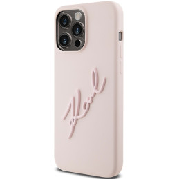 „Karl Lagerfeld“ silikoninis „Karl Script“ dėklas, skirtas „iPhone 15 Pro Max“ – rožinis