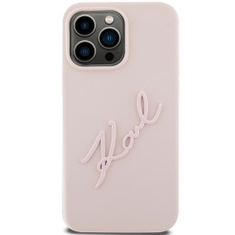 „Karl Lagerfeld“ silikoninis „Karl Script“ dėklas, skirtas „iPhone 15 Pro Max“ – rožinis