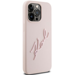 „Karl Lagerfeld“ silikoninis „Karl Script“ dėklas, skirtas „iPhone 15 Pro Max“ – rožinis