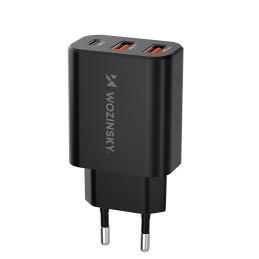 „Wozinsky CWCUCB“ 30 W USB-C / 2 x USB-A sieninis įkroviklis – juodas