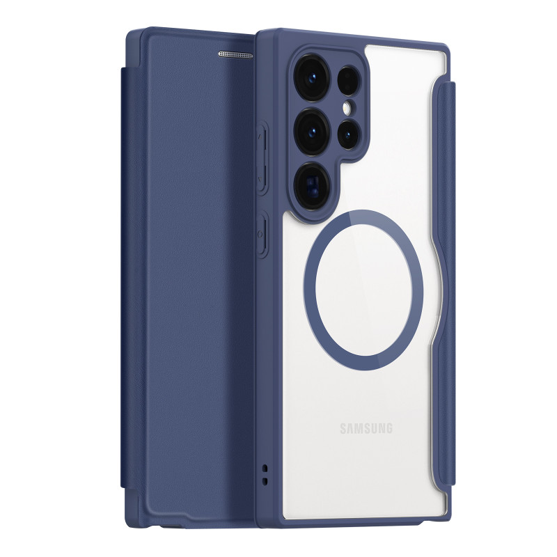 „Dux Ducis Skin X Pro“ dėklas, skirtas „Samsung Galaxy S24 Ultra“ su „MagSafe“ ir atlenkiama jungtimi – mėlynas