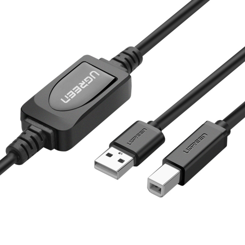 Ugreen US122 USB-B USB-A 2.0 spausdintuvo kabelis 10 m - juodas