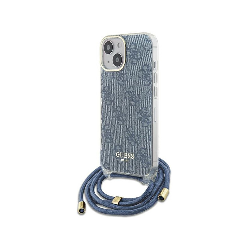 „Guess“ per petį per petį per petį nešiojamas 4G dėklas iPhone 15 / 14 / 13 telefonui – mėlynas