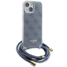 „Guess“ per petį per petį per petį nešiojamas 4G dėklas iPhone 15 / 14 / 13 telefonui – mėlynas