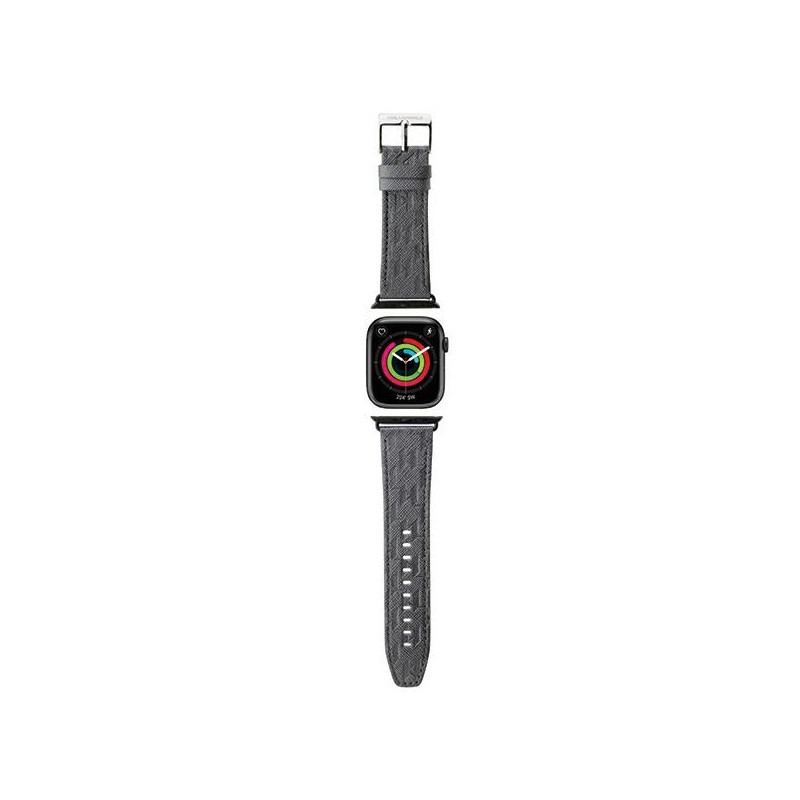 „Karl Lagerfeld Saffiano Monogram“ dirželis, skirtas „Apple Watch 42/ 44/ 45/ 49 mm“ – sidabrinis