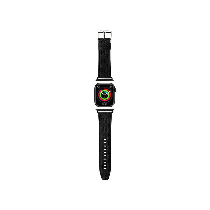 „Karl Lagerfeld Saffiano Monogram“ dirželis, skirtas „Apple Watch 42/ 44/ 45/ 49 mm“ – juodas